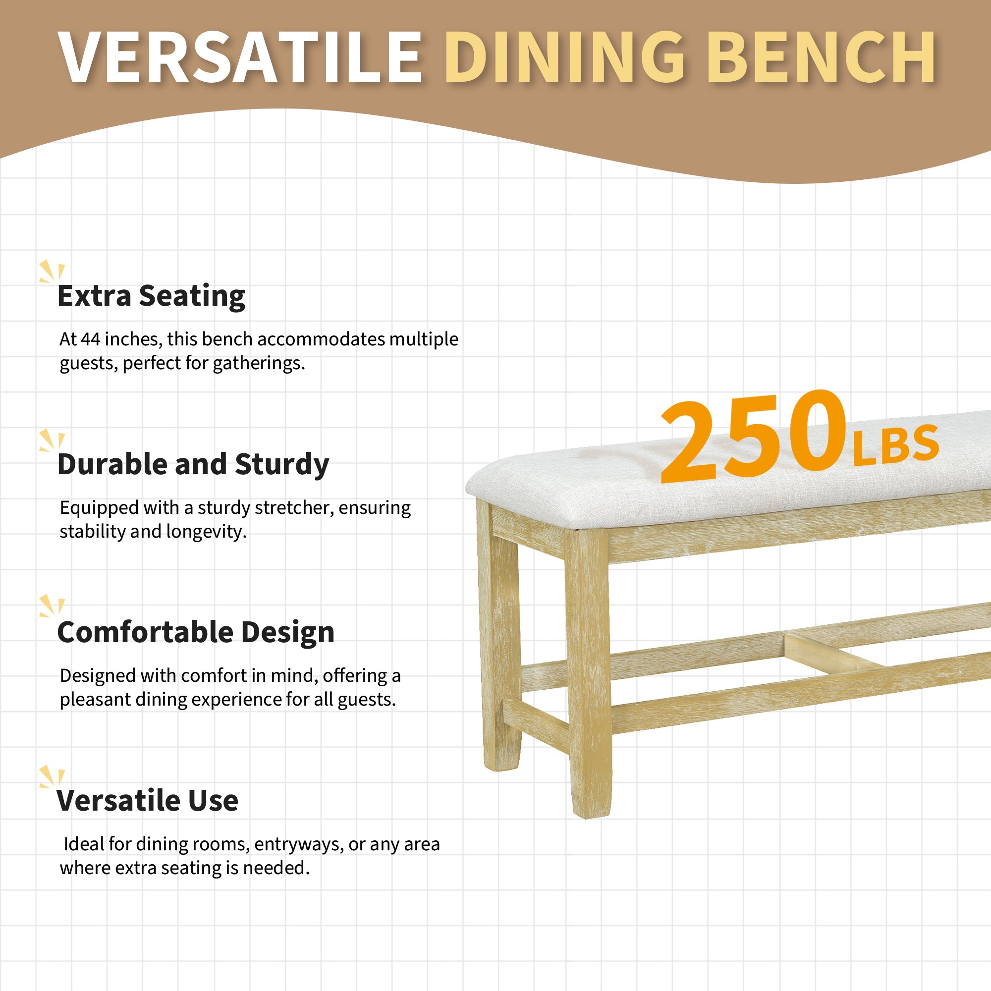 Farmhouse 60" Extendable Dining Table Set - 6 Pcs