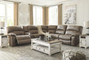 Segburg Driftwood Faux Leather Sectional - Power Reclining Sofa with Console & Cup Holders-Benchcraft®-American Furniture Outlet