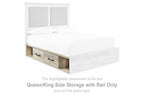 Cambeck whitewash queen/king side storage rail with drawers and open shelves