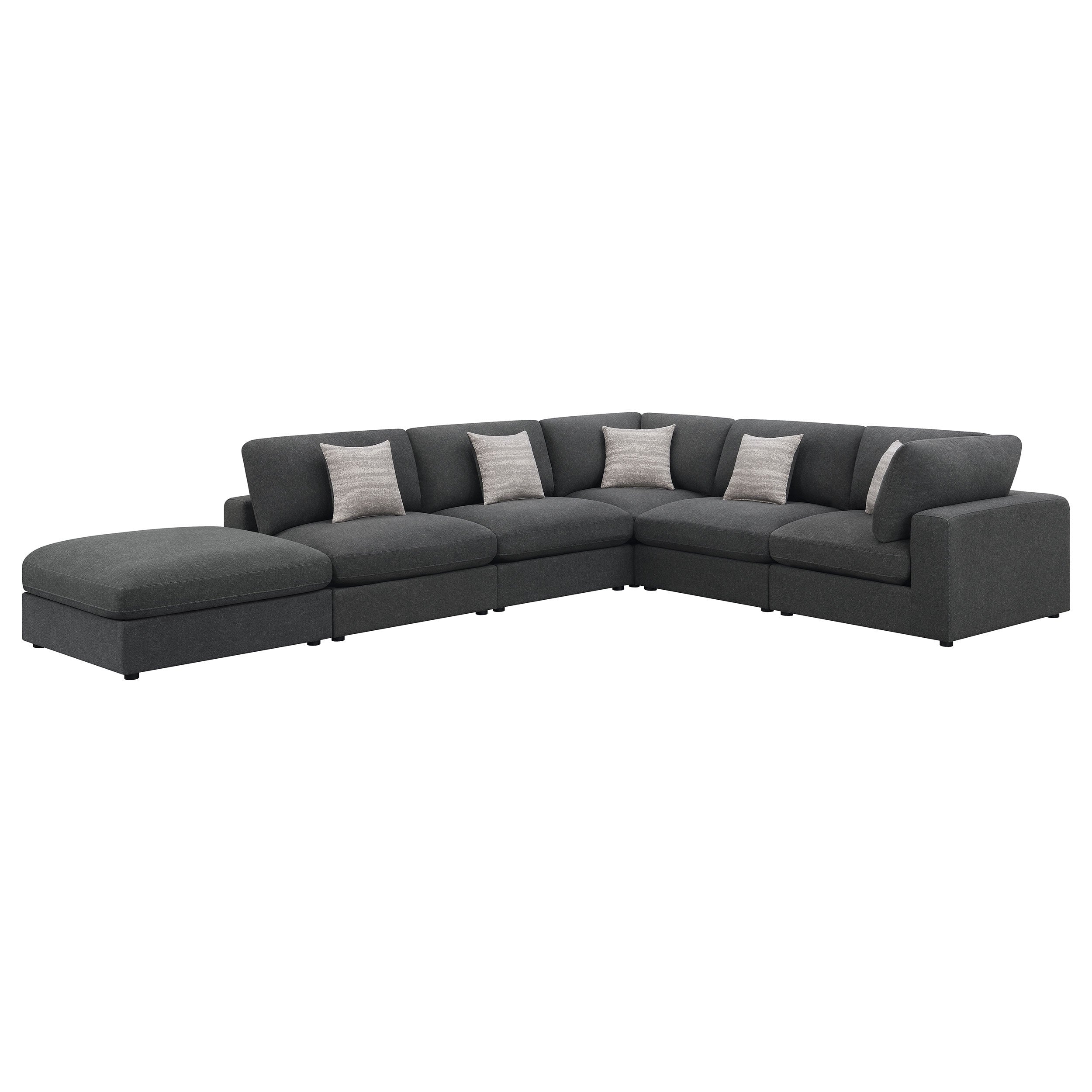 Rhette Charcoal 6-Pc Sectional with Reversible Cushions
