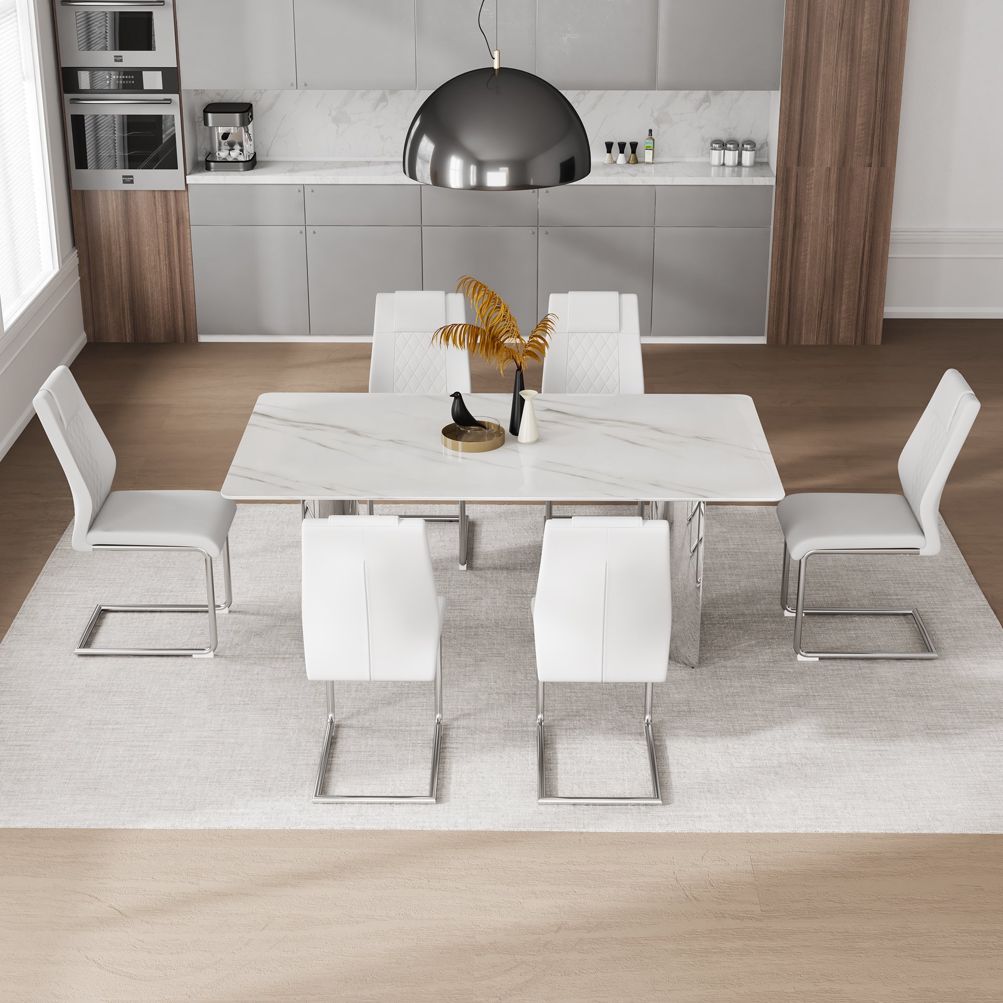 Modern Marble Dining Table & Chairs Set - DT-69