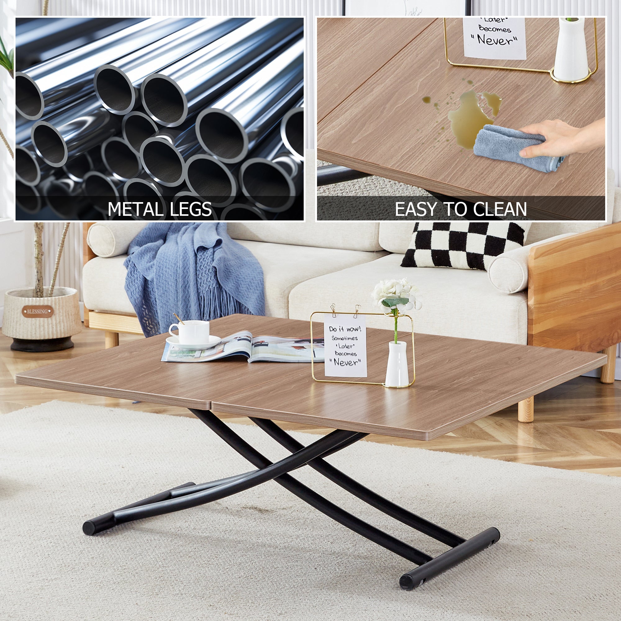 Modern Lift-Top Table & 4 Chairs Set - LT-10055