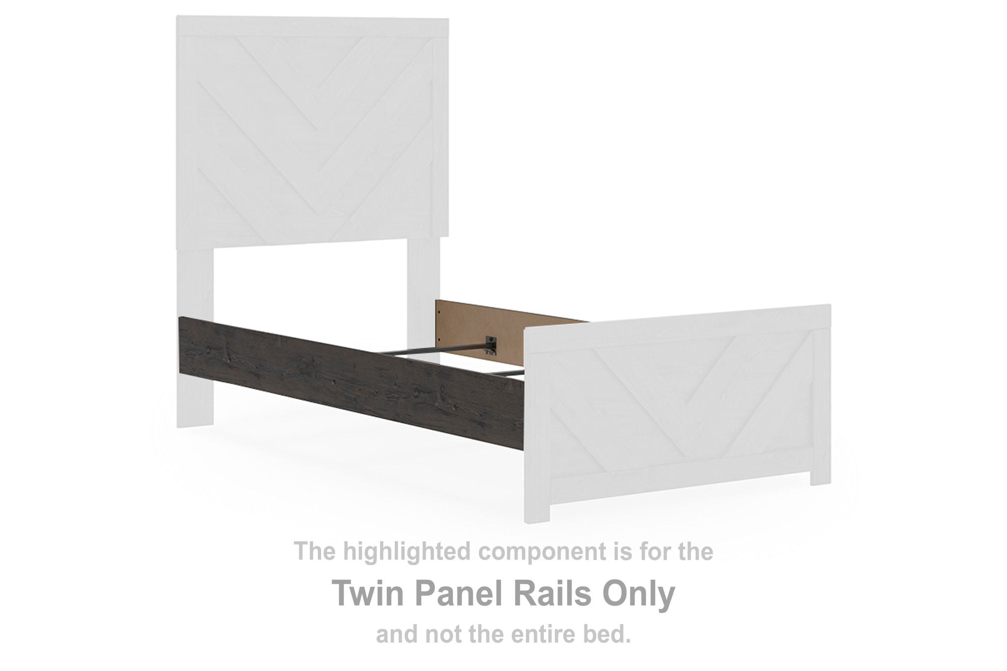 Charcoal twin panel rails with bracket hardware, highlighted rail bar