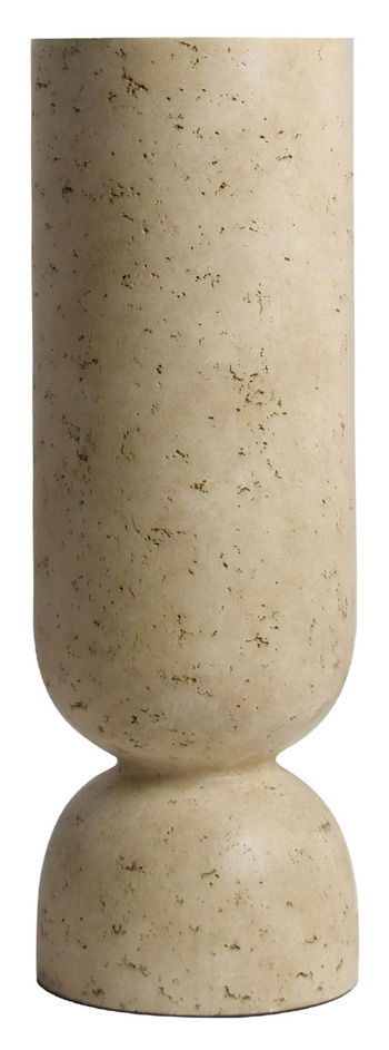 Bryons vase, beige speckled ceramic with tapered body and rounded base