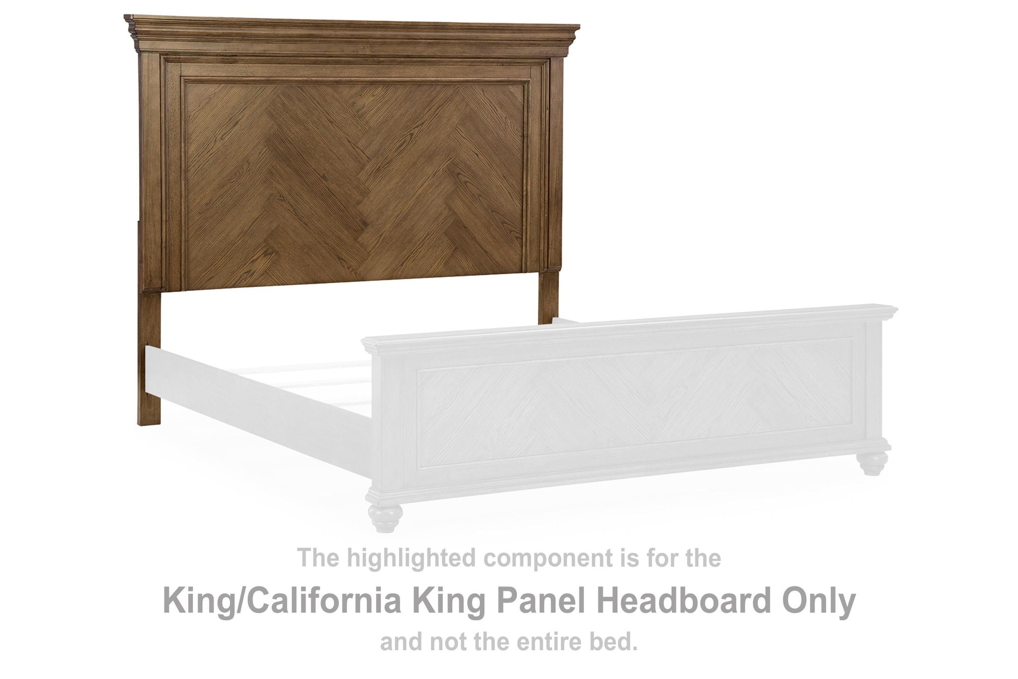 Medium brown panel headboard with decorative top molding and flat face
