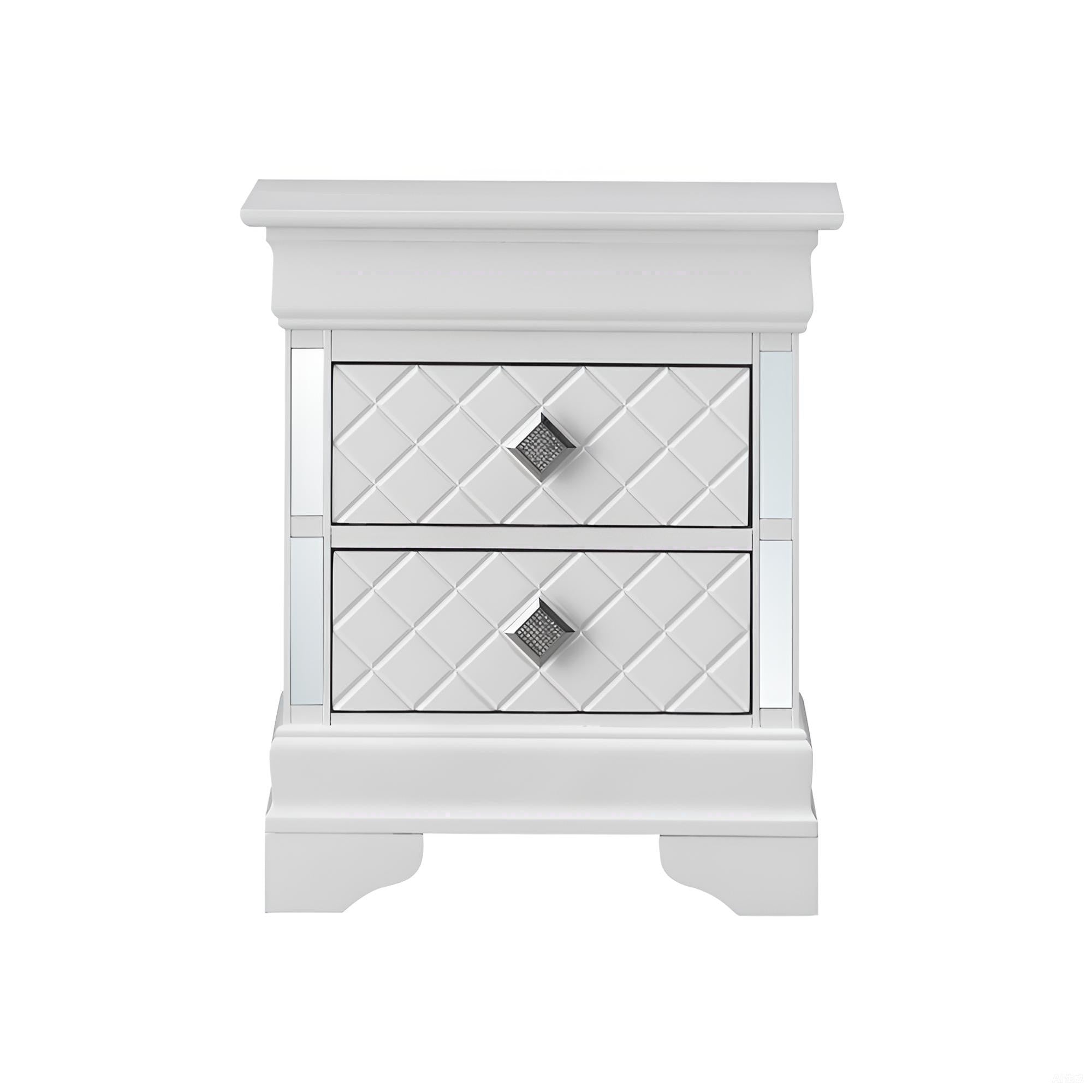 Elegant Silver Champagne Nightstand - 2 Drawers