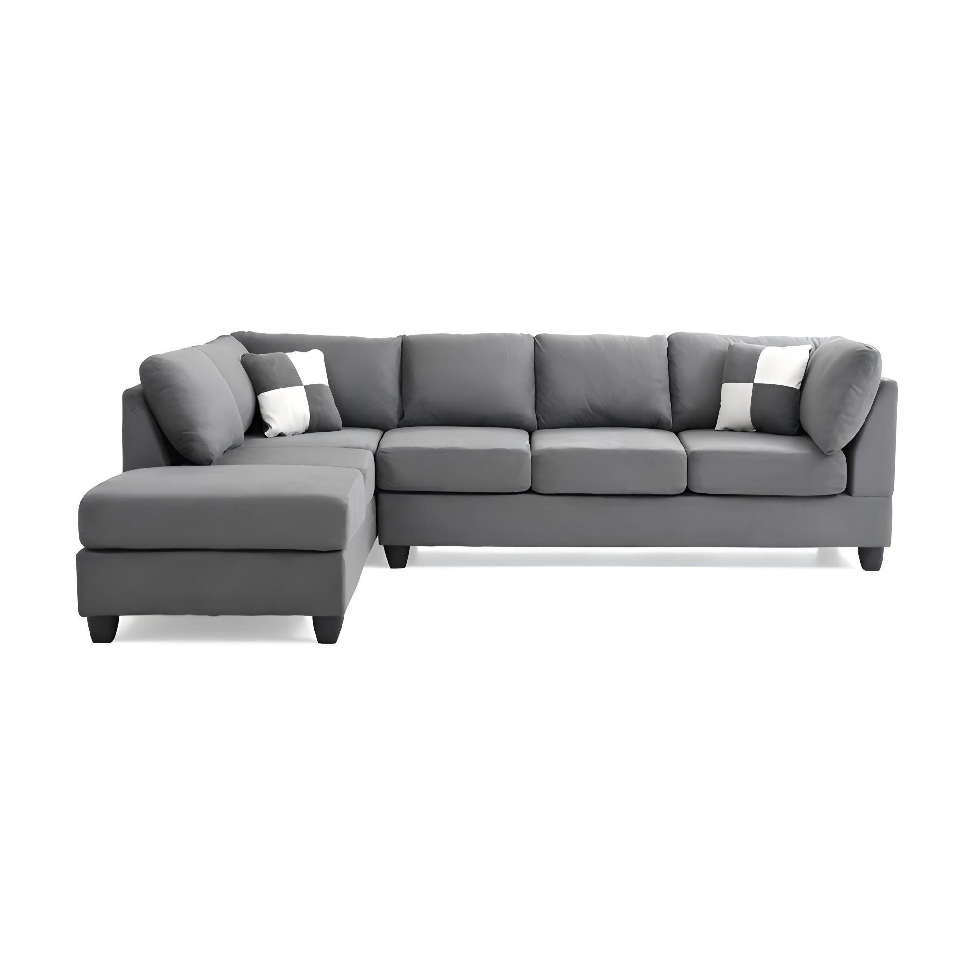 Malone G633B-SC Gray Microfiber Sectional Sofa - Flexible & Comfy