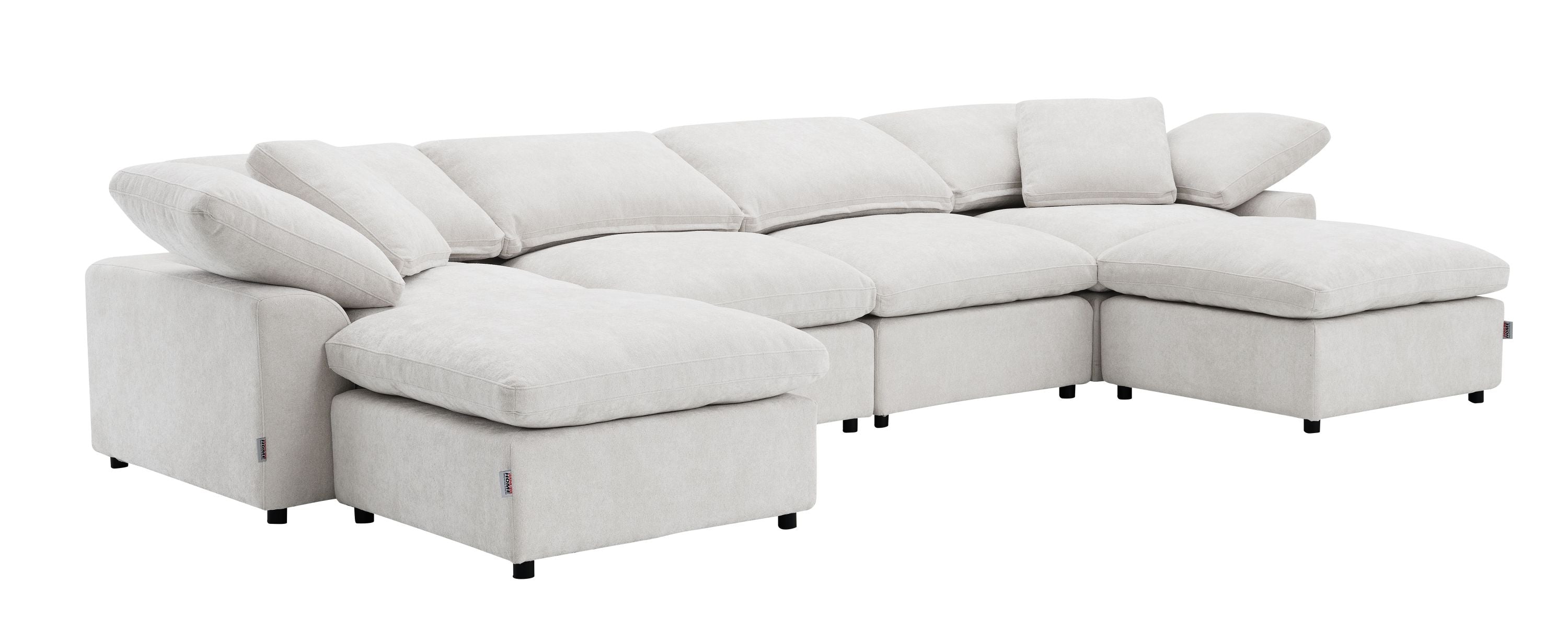 Naveen Ivory Linen 6-Pc Modular Sectional w/Ottoman