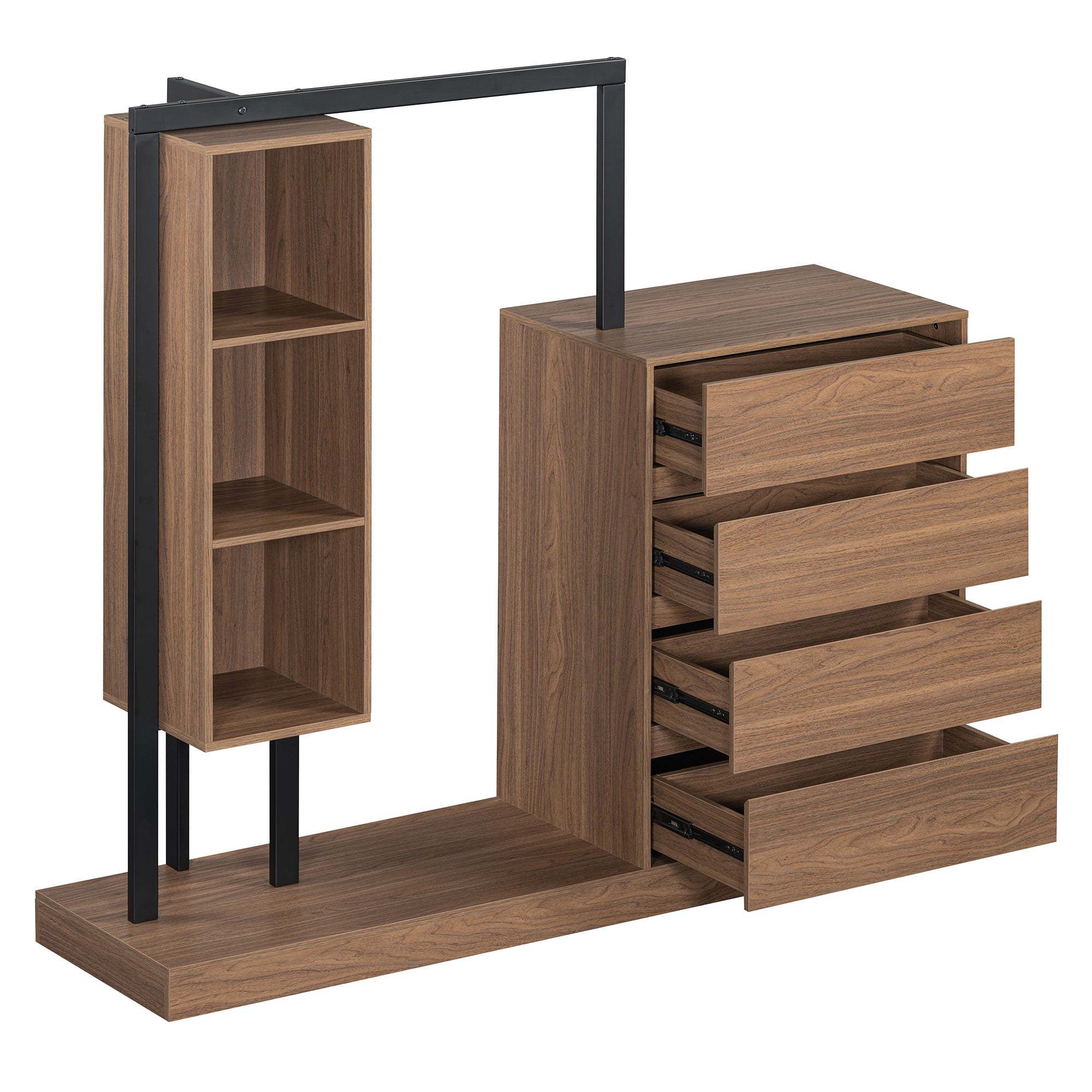 Espresso Wardrobe with Drawers & Shelves