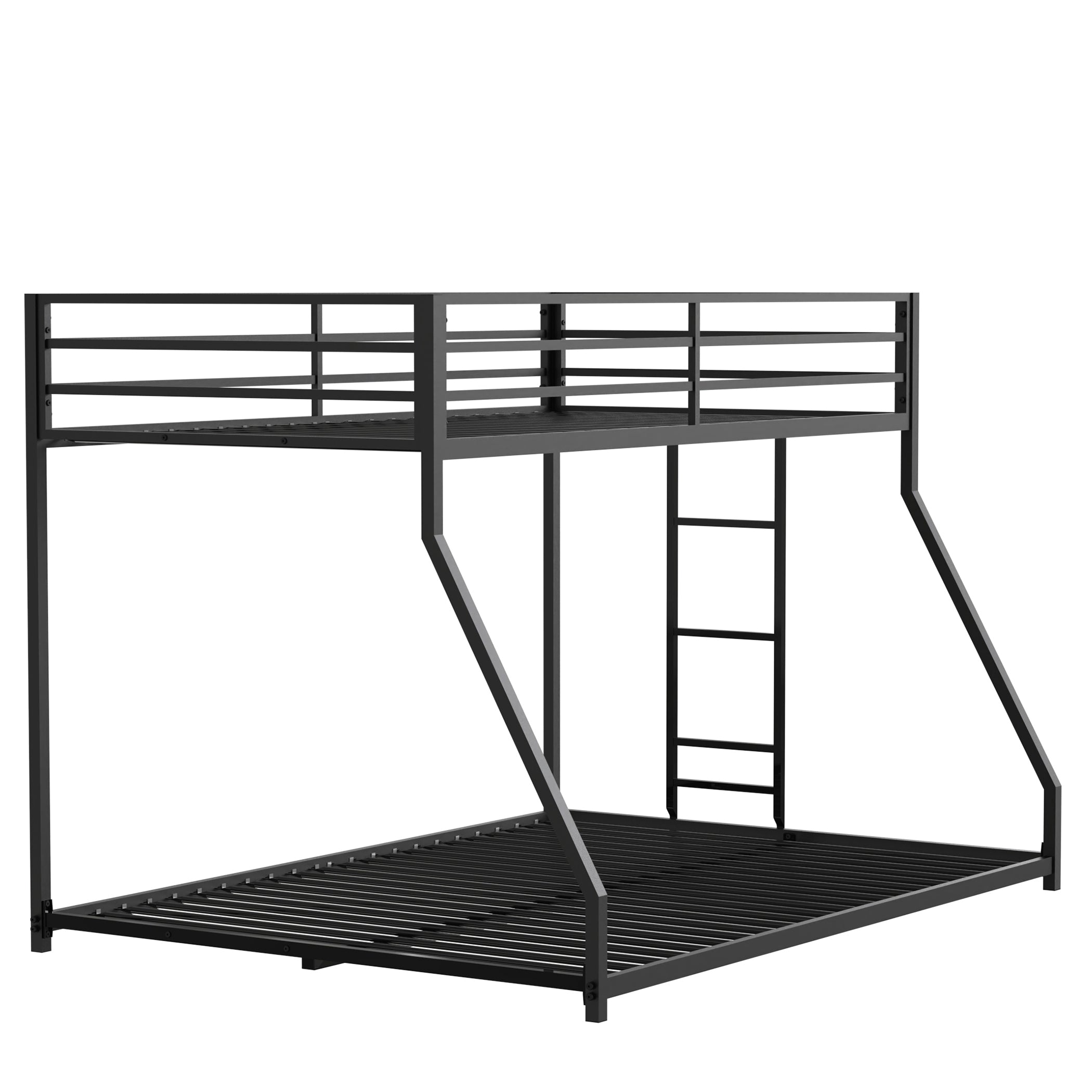 Adam Sturdy Twin Over Full Bunk Bed Metal Black Kids Adult Low Profile
