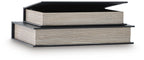 Black box set of 2 fabric-covered storage boxes, stacked, lids closed