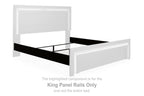 Black king panel rails with two paneled side rails for a bed frame section