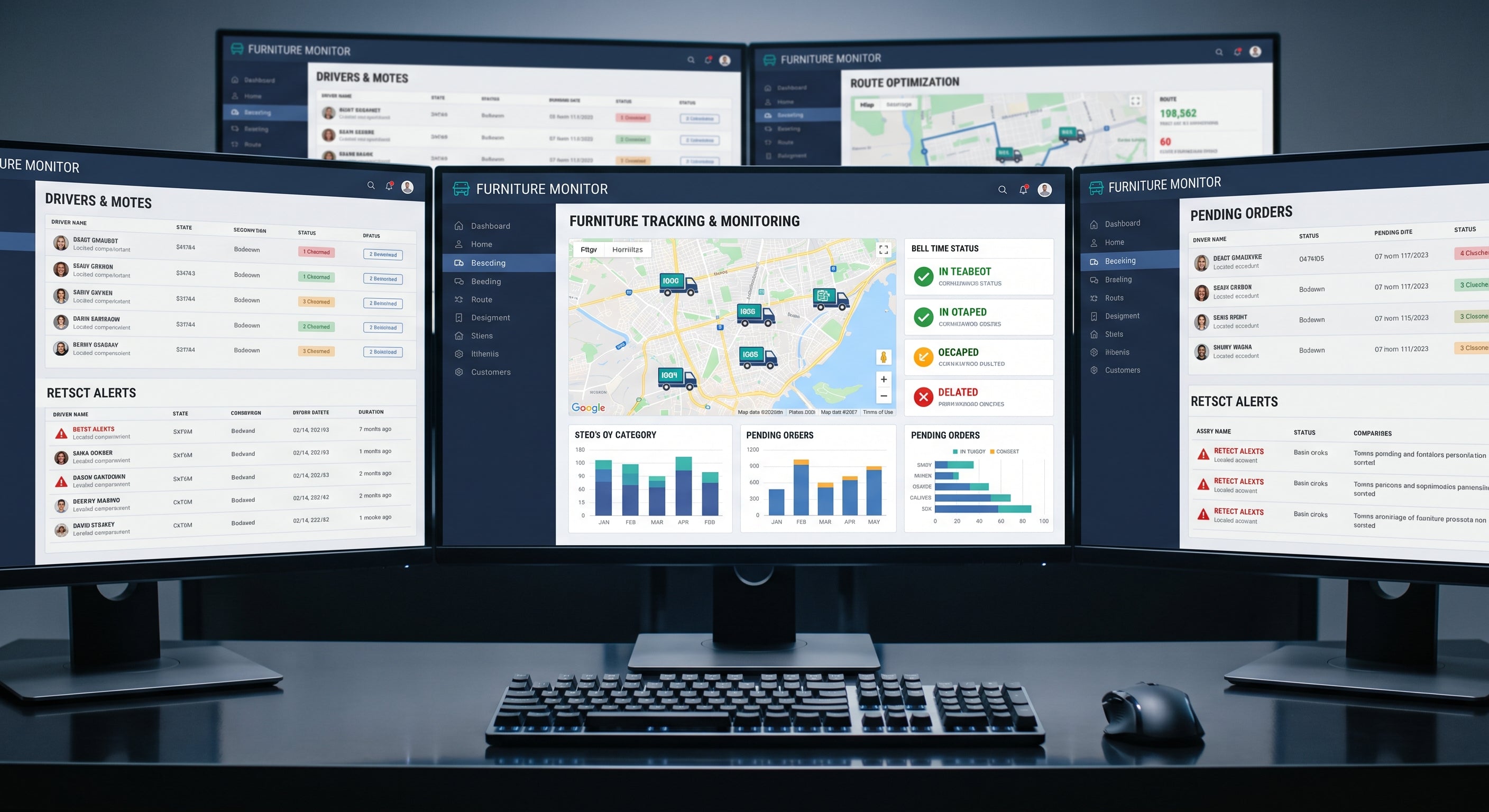 An order tracking dashboard on a screen