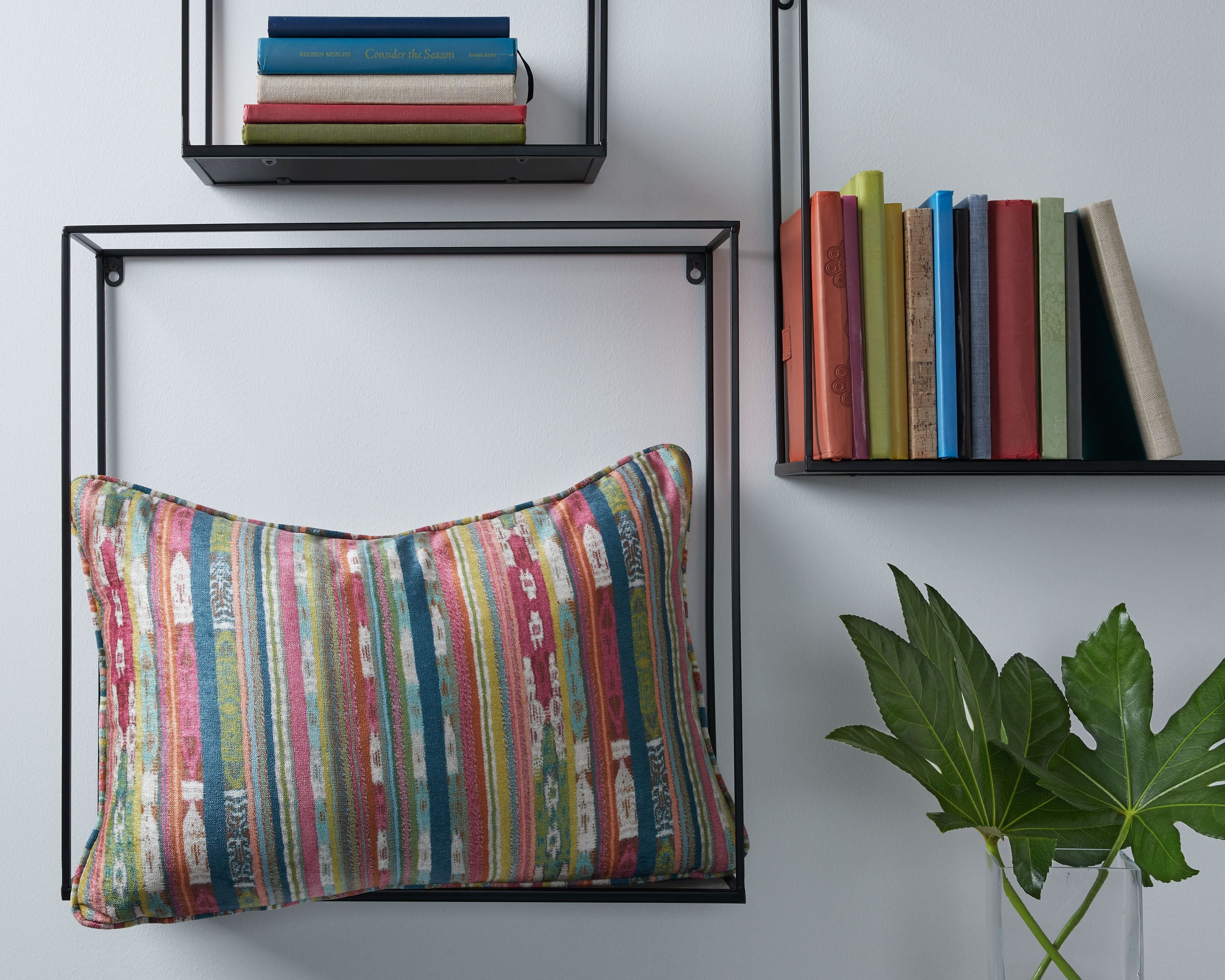 Orensburgh striped throw pillow with multicolor vertical bands