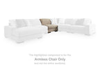 Beige armless chair component for a sectional, highlighted in the arrangement