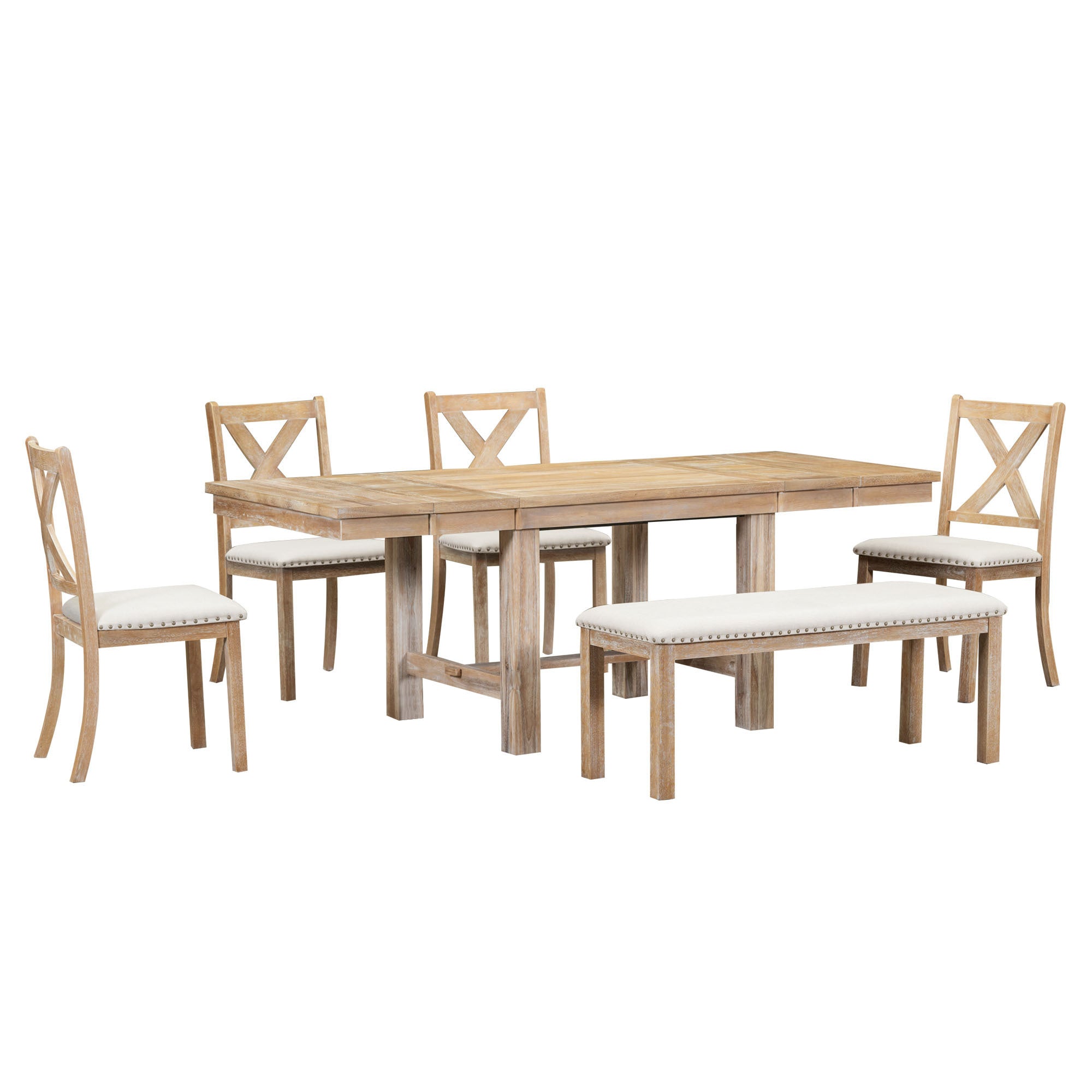 82" Farmhouse Dining Table Set, 6-Piece