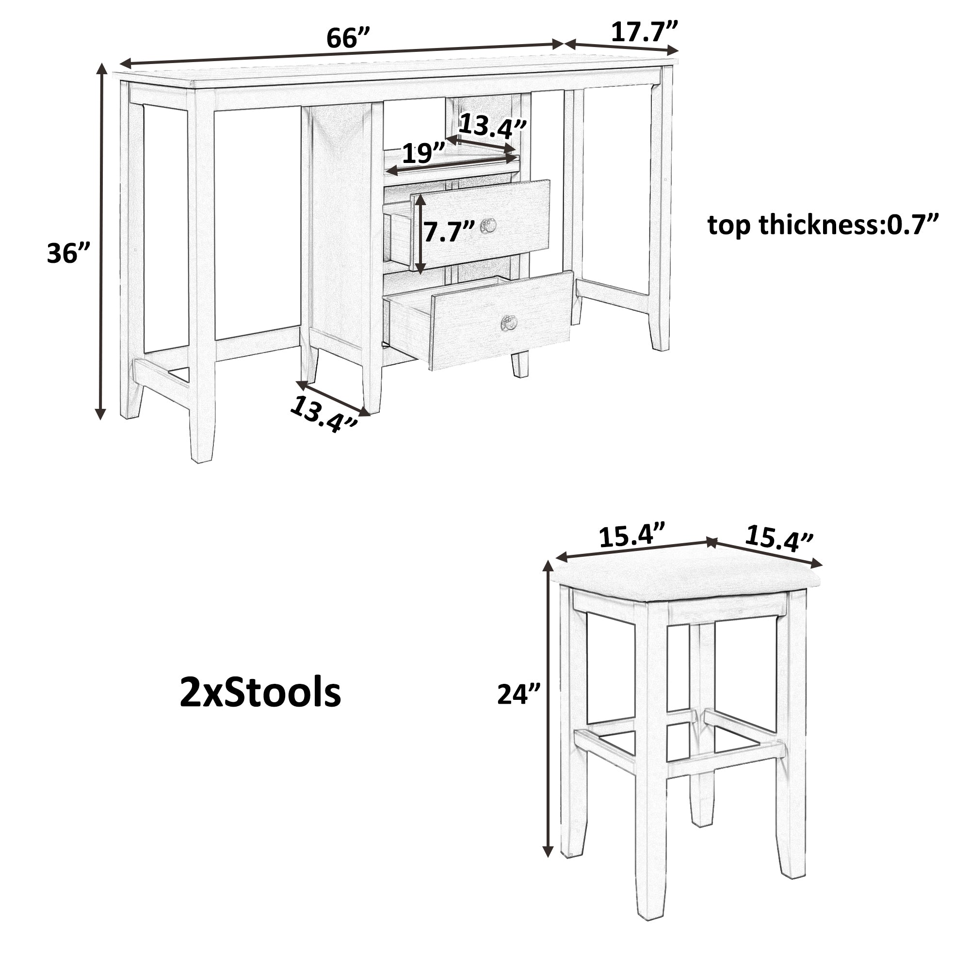 Farmhouse 3-Piece Counter Height Dining Set