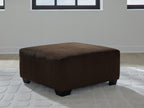 Oversized accent ottoman in chocolate-brown corduroy fabric, square top and base