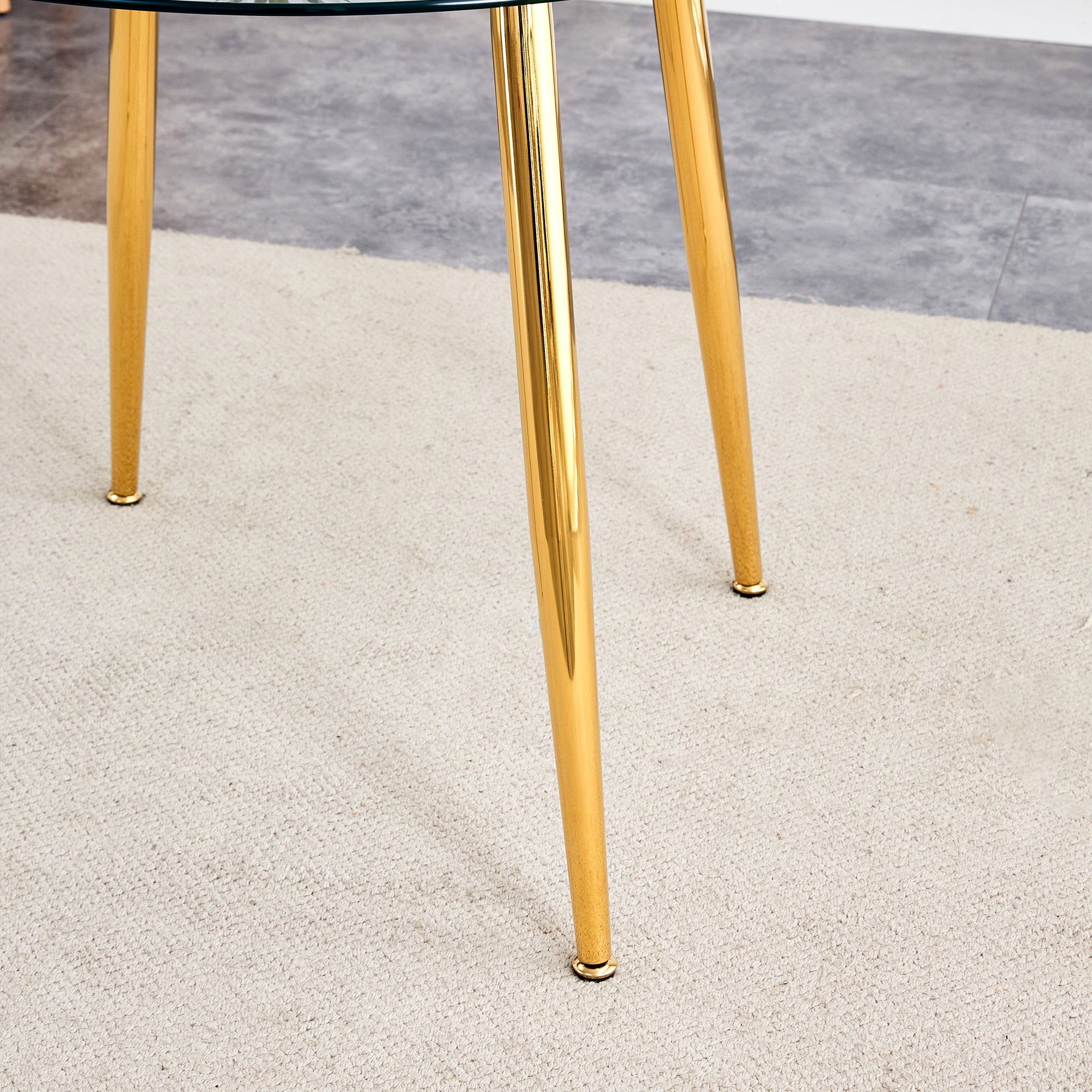 Modern Round Glass Dining Table & 4 Chairs Set