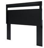 Black queen panel headboard with horizontal top rail and recessed center panel