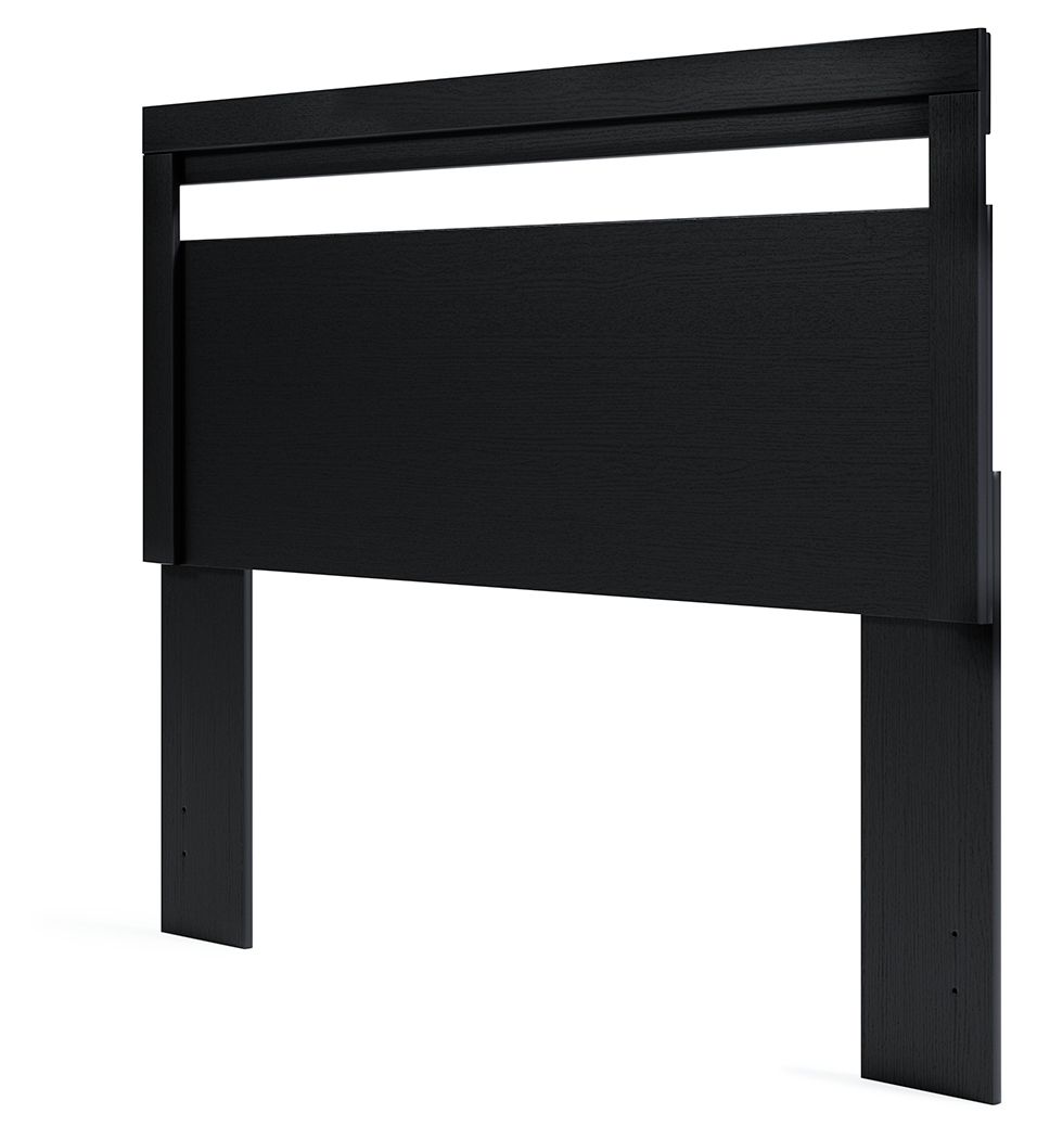 Black queen panel headboard with horizontal top rail and recessed center panel