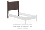 Brown twin panel headboard with vertical slats and rectangular frame