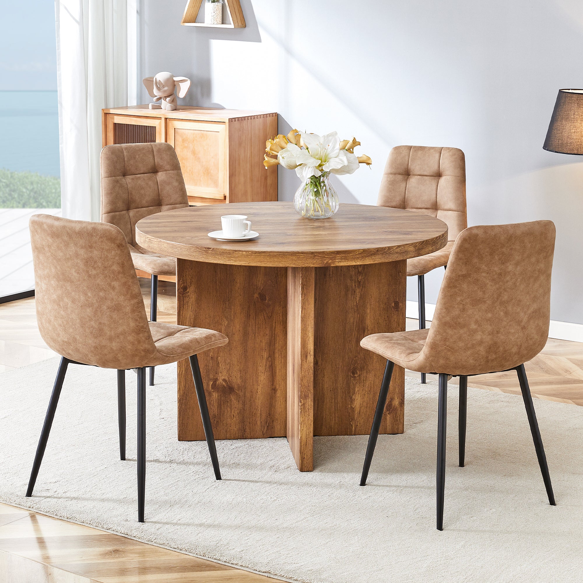 5 Pc Round Dining Table Set w/ 4 Chairs