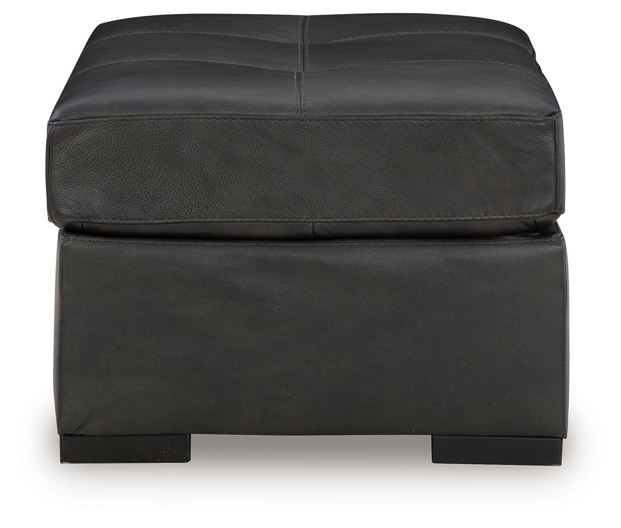 Oversized accent ottoman in dark gray with stitched seat panels and block feet