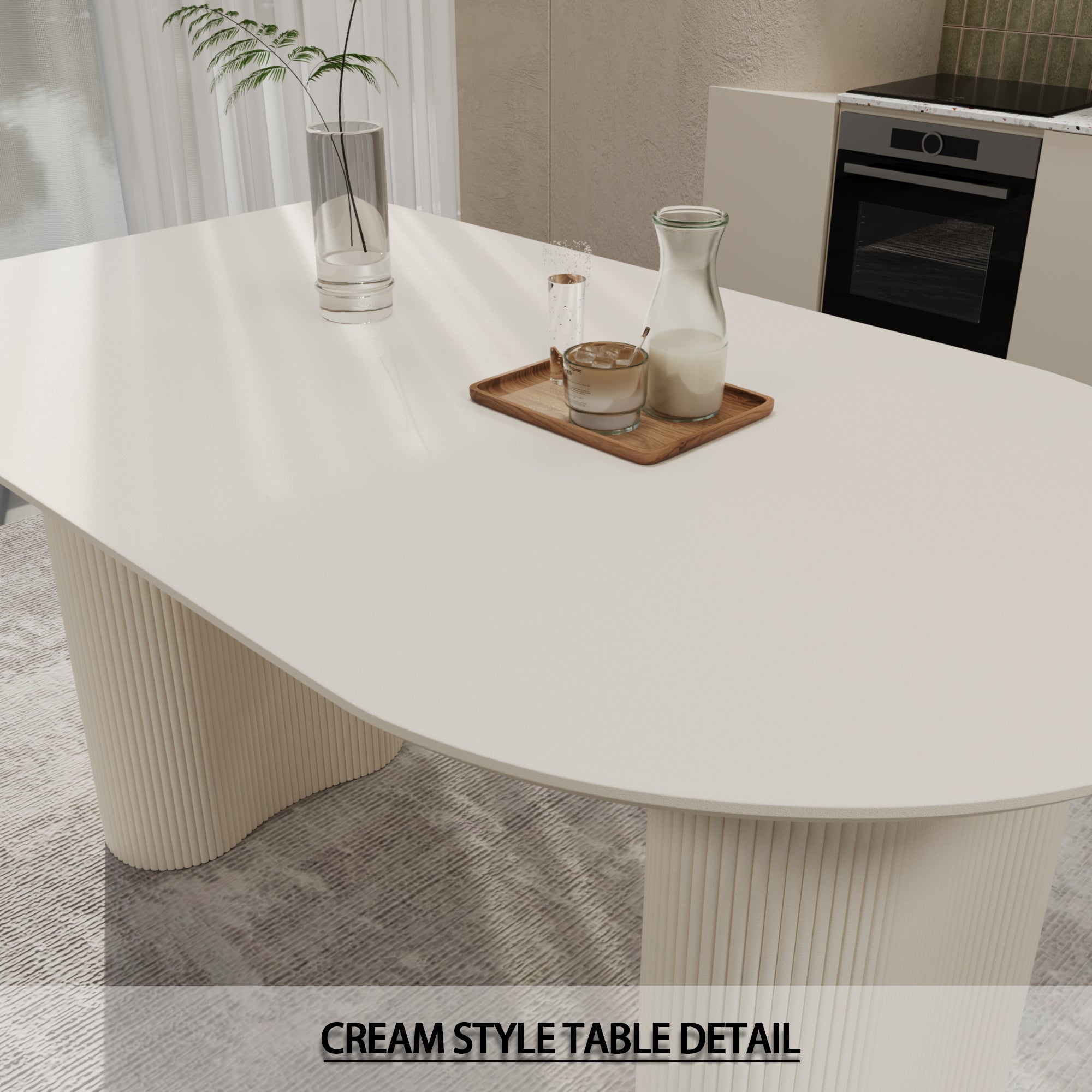 Modern Cream Dining Table & 4 Chairs Set - 63"