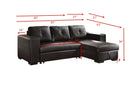 ACME Lloyd Black Faux Leather Sectional Sofa with Sleeper & Storage Chaise-Sleeper Sectionals-American Furniture Outlet