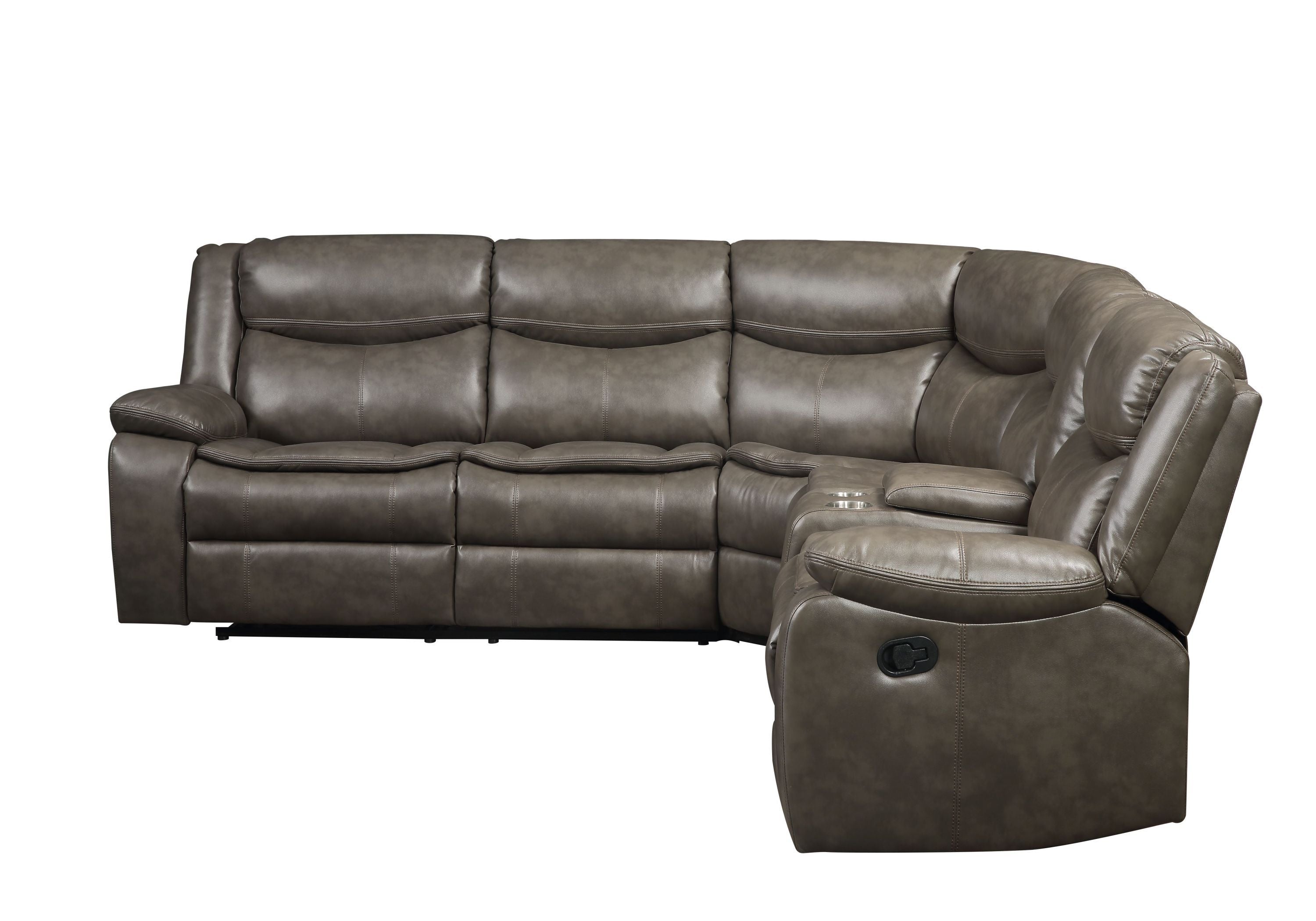 ACME Tavin 3-Piece Power Motion Sectional Sofa, Taupe Leather-Aire Match - 52540-Reclining Sectionals-American Furniture Outlet