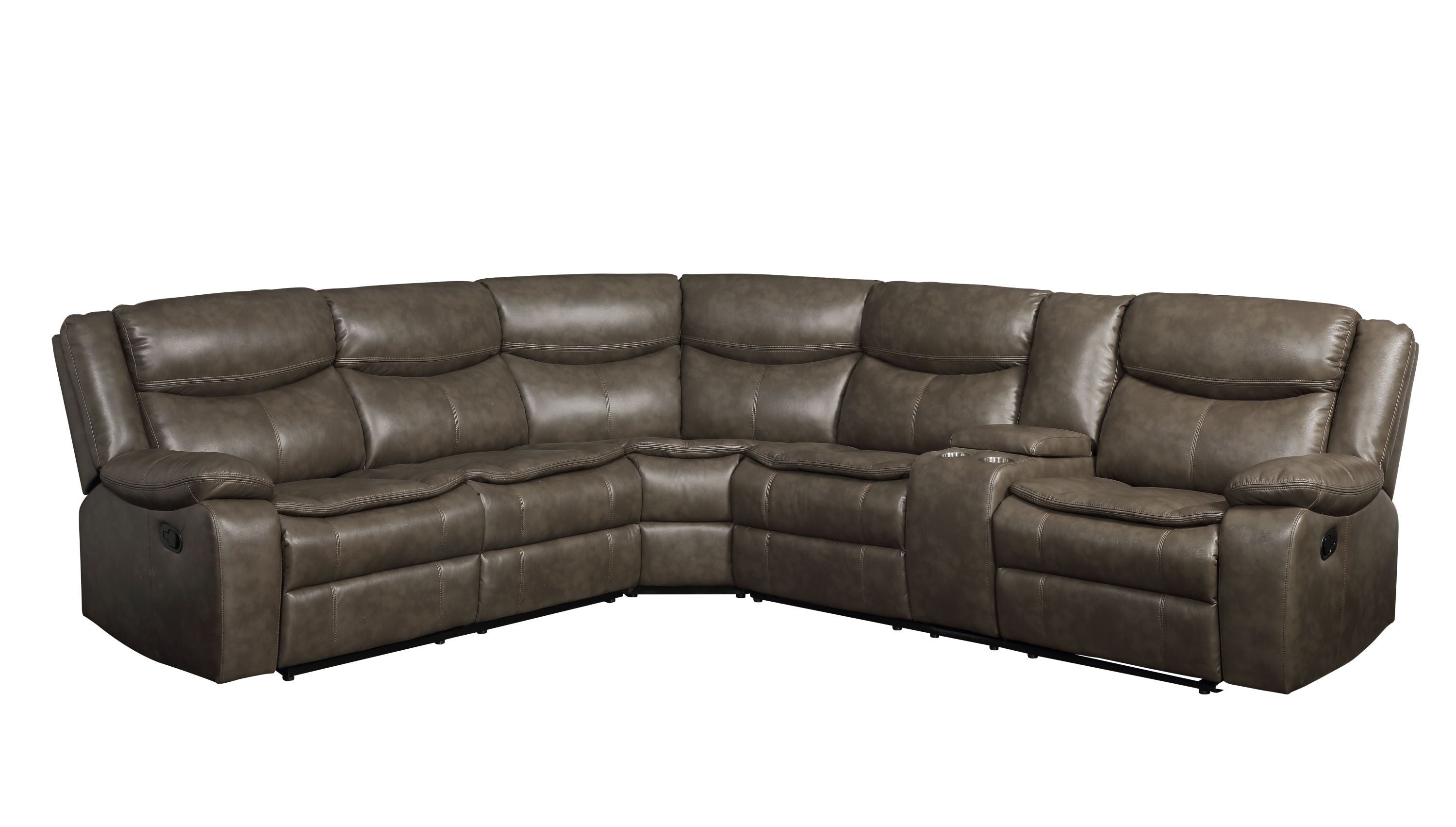 ACME Tavin 3-Piece Power Motion Sectional Sofa, Taupe Leather-Aire Match - 52540-Reclining Sectionals-American Furniture Outlet
