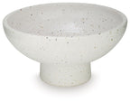 Dallinworth white speckled ceramic bowl with flared sides and flat base
