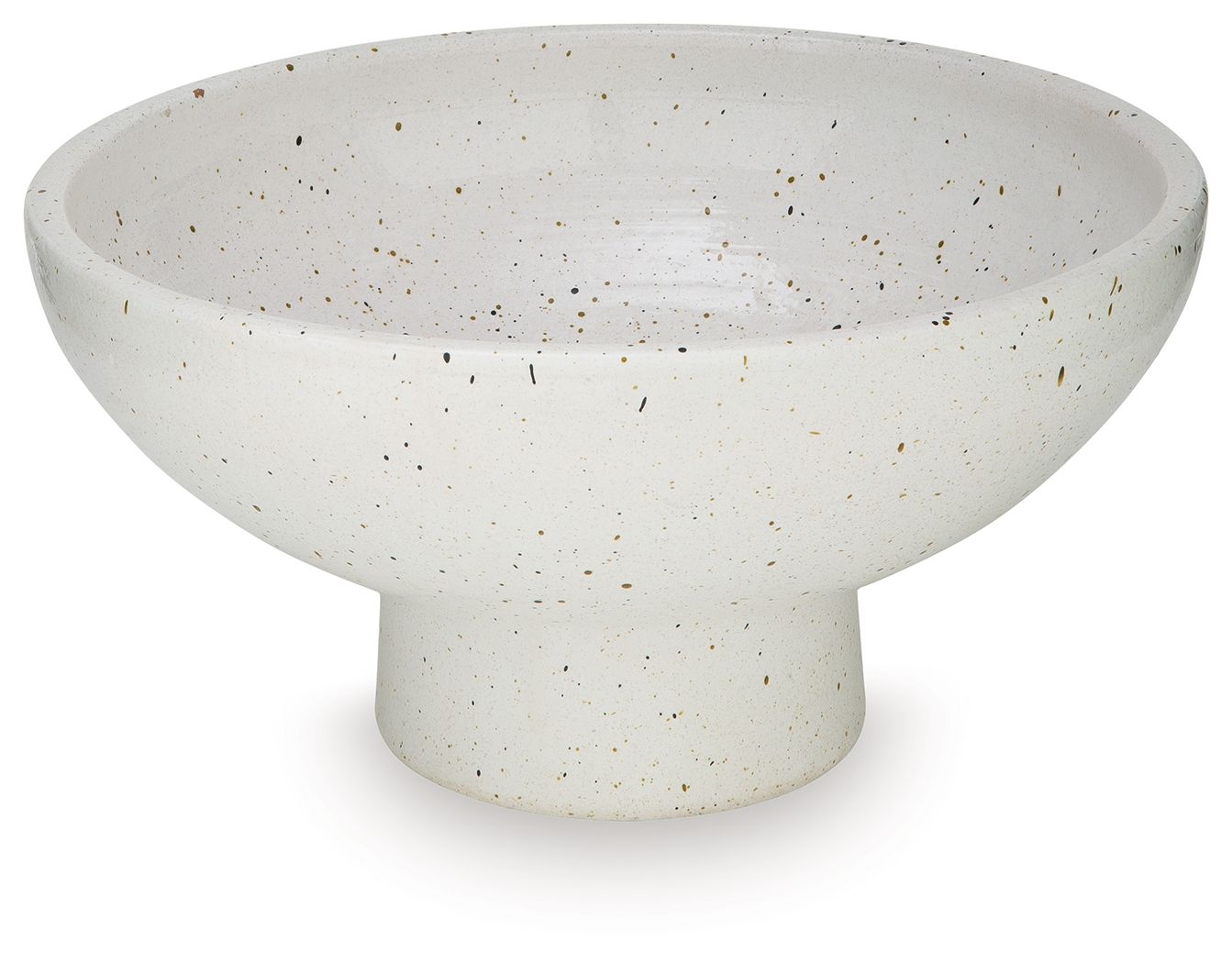 Dallinworth white speckled ceramic bowl with flared sides and flat base