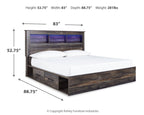 Panel bookcase bed with dark wood frame, white mattress, and blue-lit headboard panels
