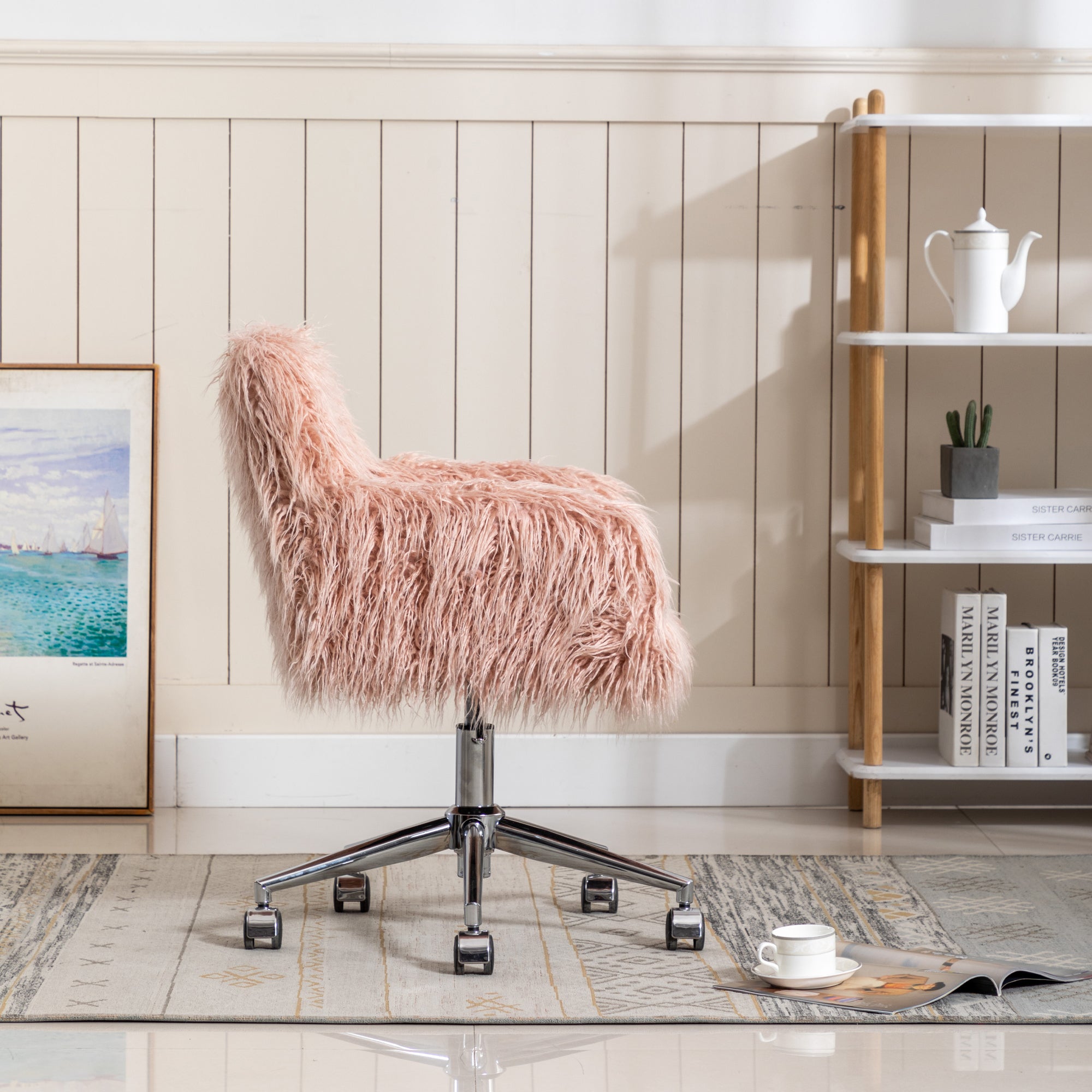 Fluffy Home Office Chair | Makeup Vanity Chair for Girls