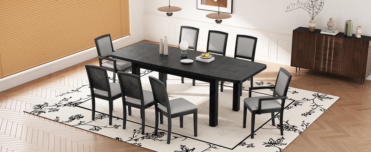 Rustic Farmhouse 9-Piece Extendable Dining Set