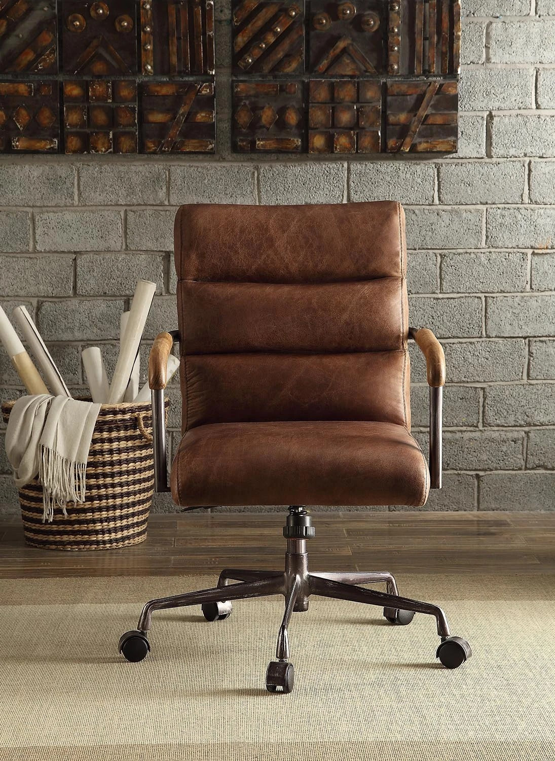 Harith Leather Office Chair - Retro Brown