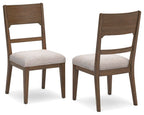 Upholstered dining side chairs set of 2, oatmeal seat cushions and light brown curved wood backs