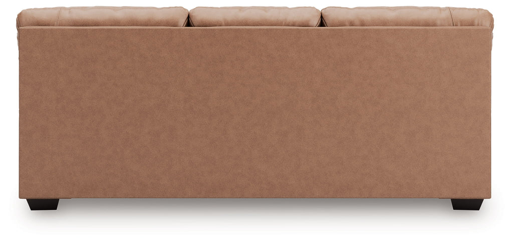 Light brown sofa back panel with straight top edge and low angled legs