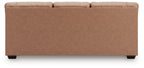 Light brown sofa back panel with straight top edge and low angled legs