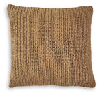 Habenvale tan woven square decorative pillow, textured knit front