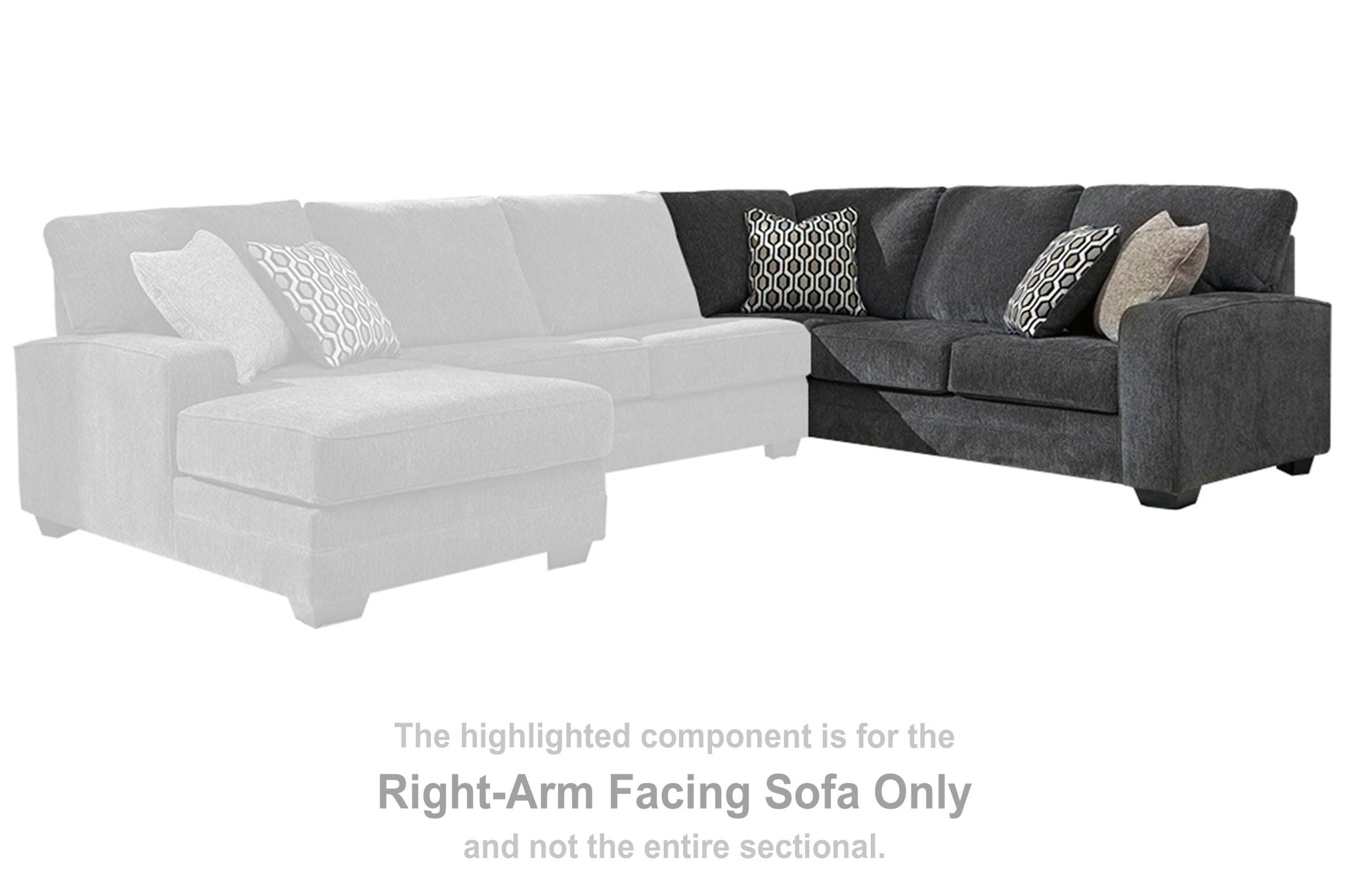 Tracling RAF sectional sofa with corner wedge, dark slate right arm