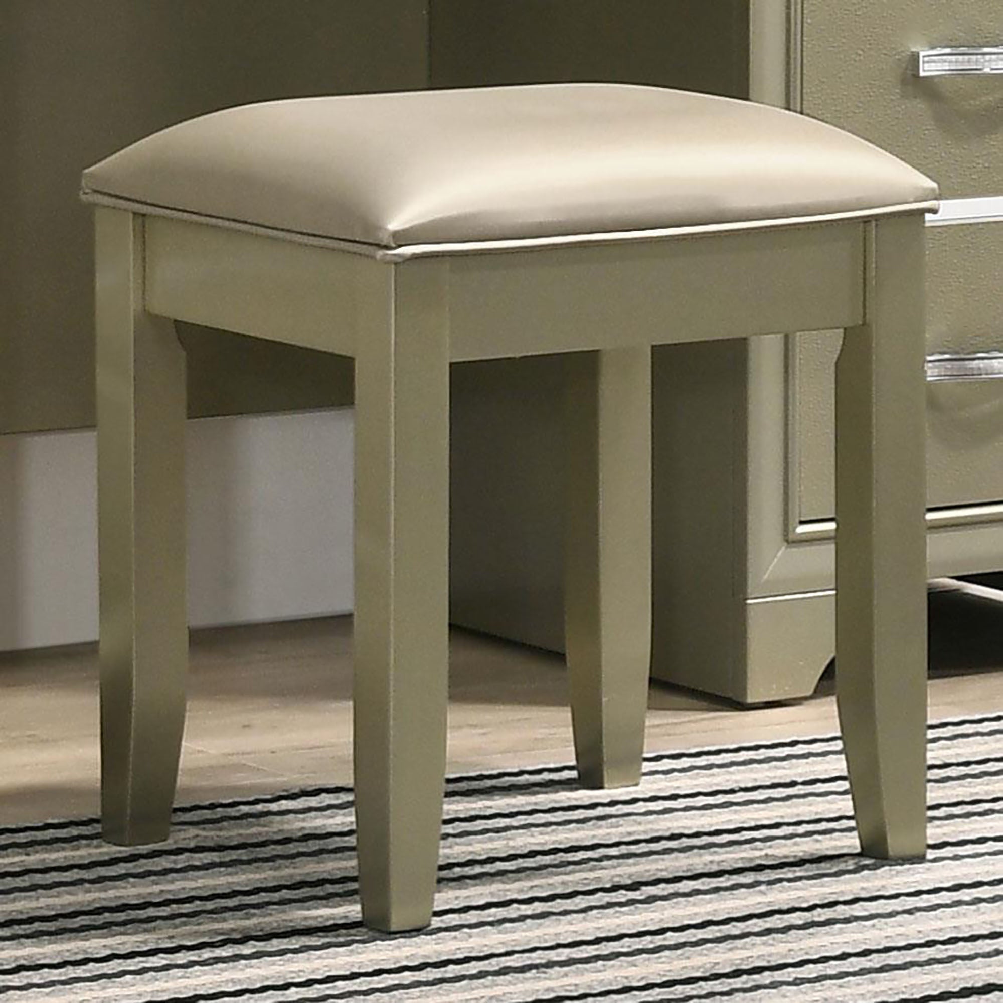 Champagne Vanity Stool - Padded Seat