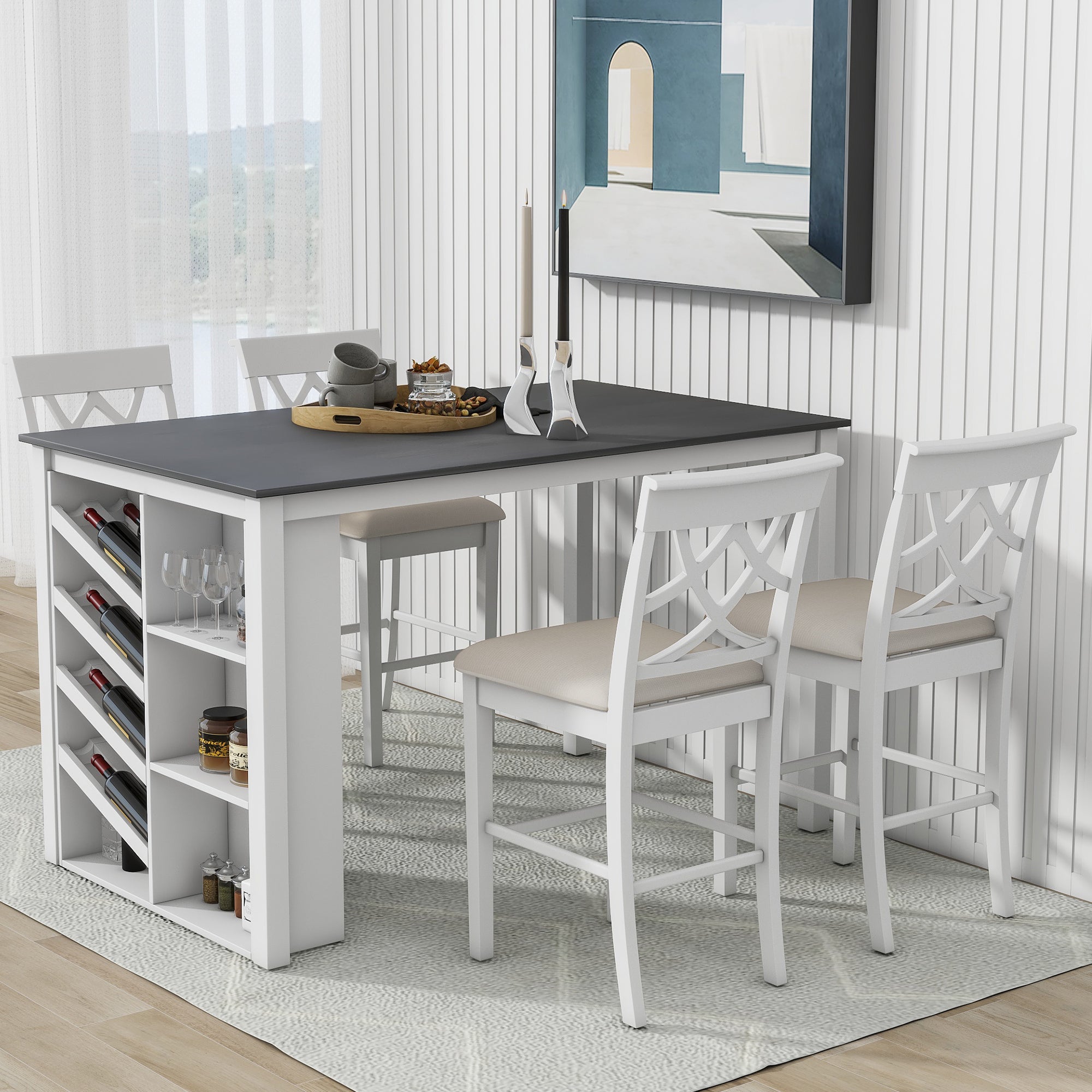 5-Piece Counter Height Dining Set - White