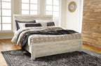 Whitewash king panel rail bed frame with headboard and footboard