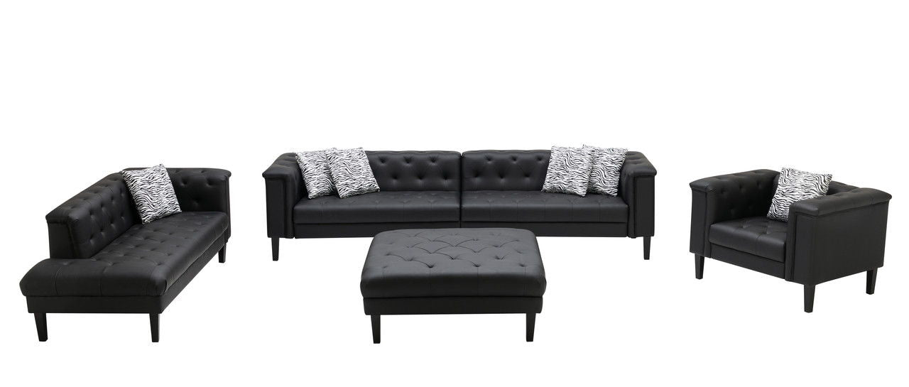 Sarah - Vegan Leather Tufted Sofa Set