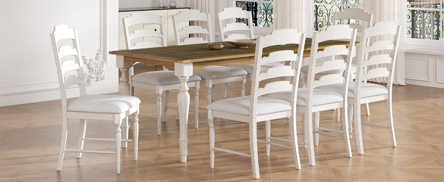 9-Pc. Extendable Dining Set, Brown/Cream