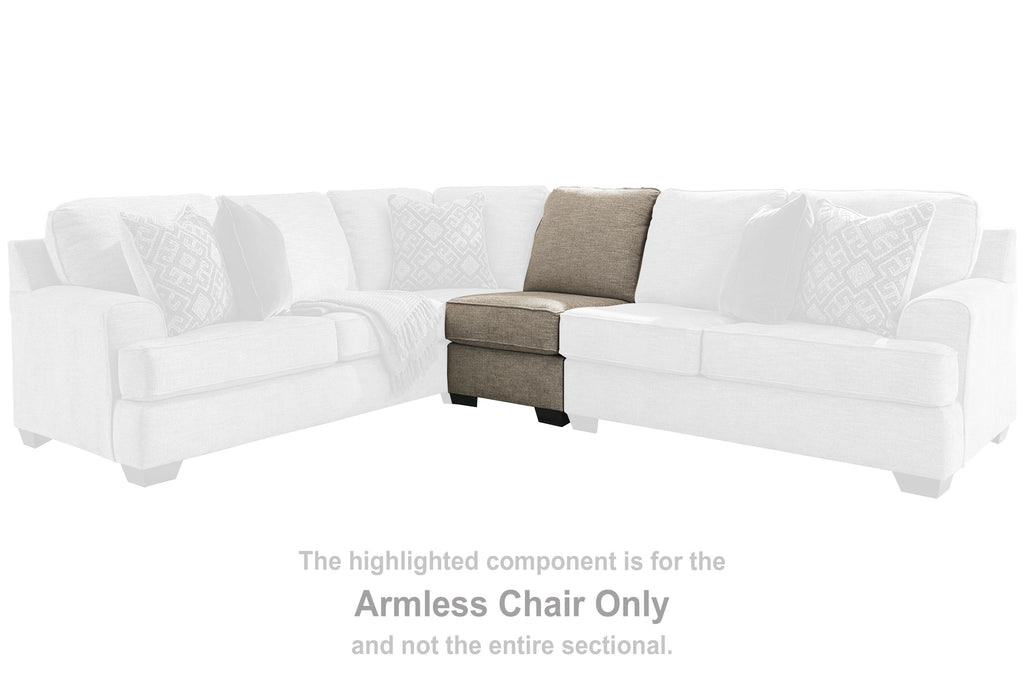 Stone armless chair, highlighted section with tall back and upholstered seat