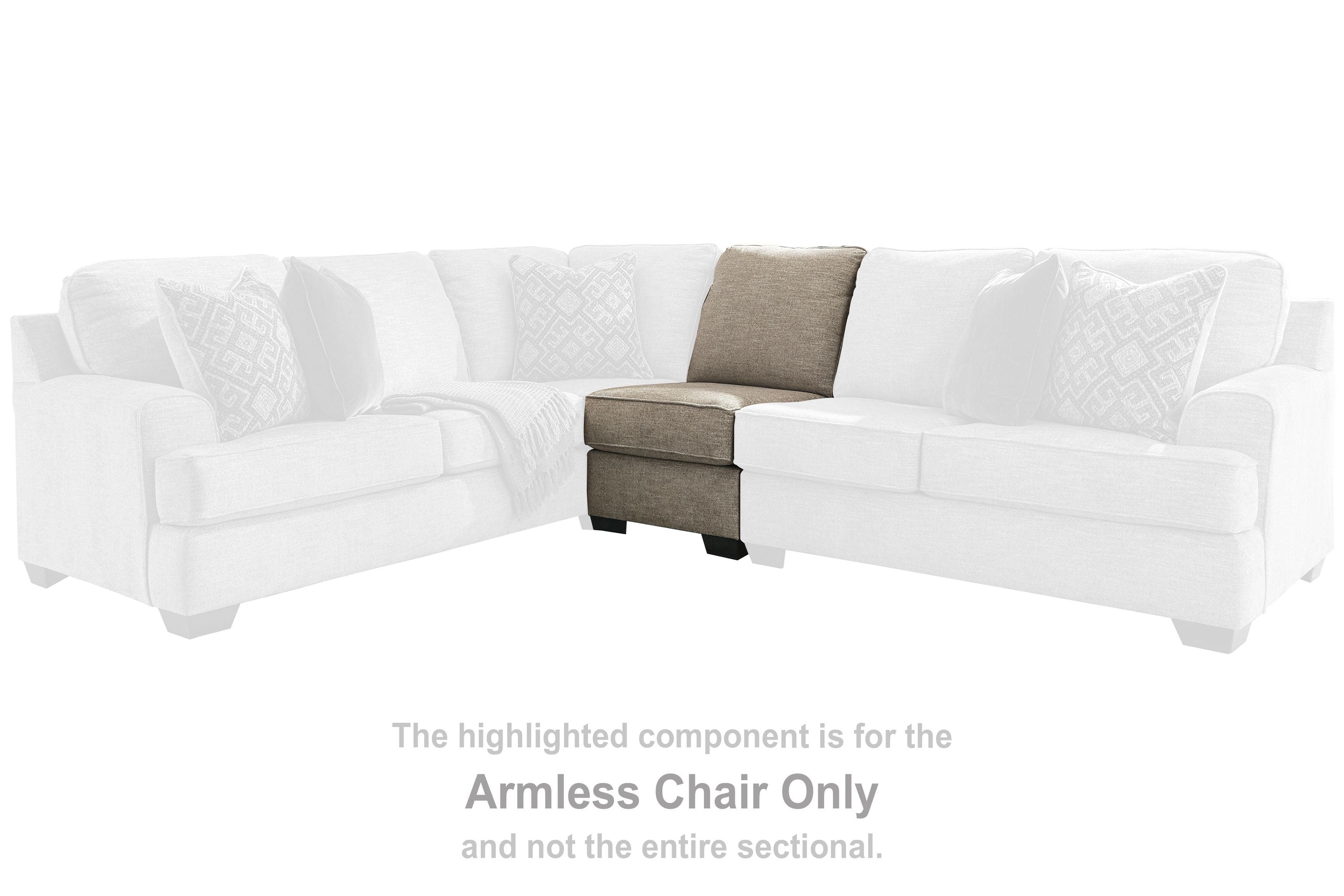 Stone armless chair, highlighted section with tall back and upholstered seat
